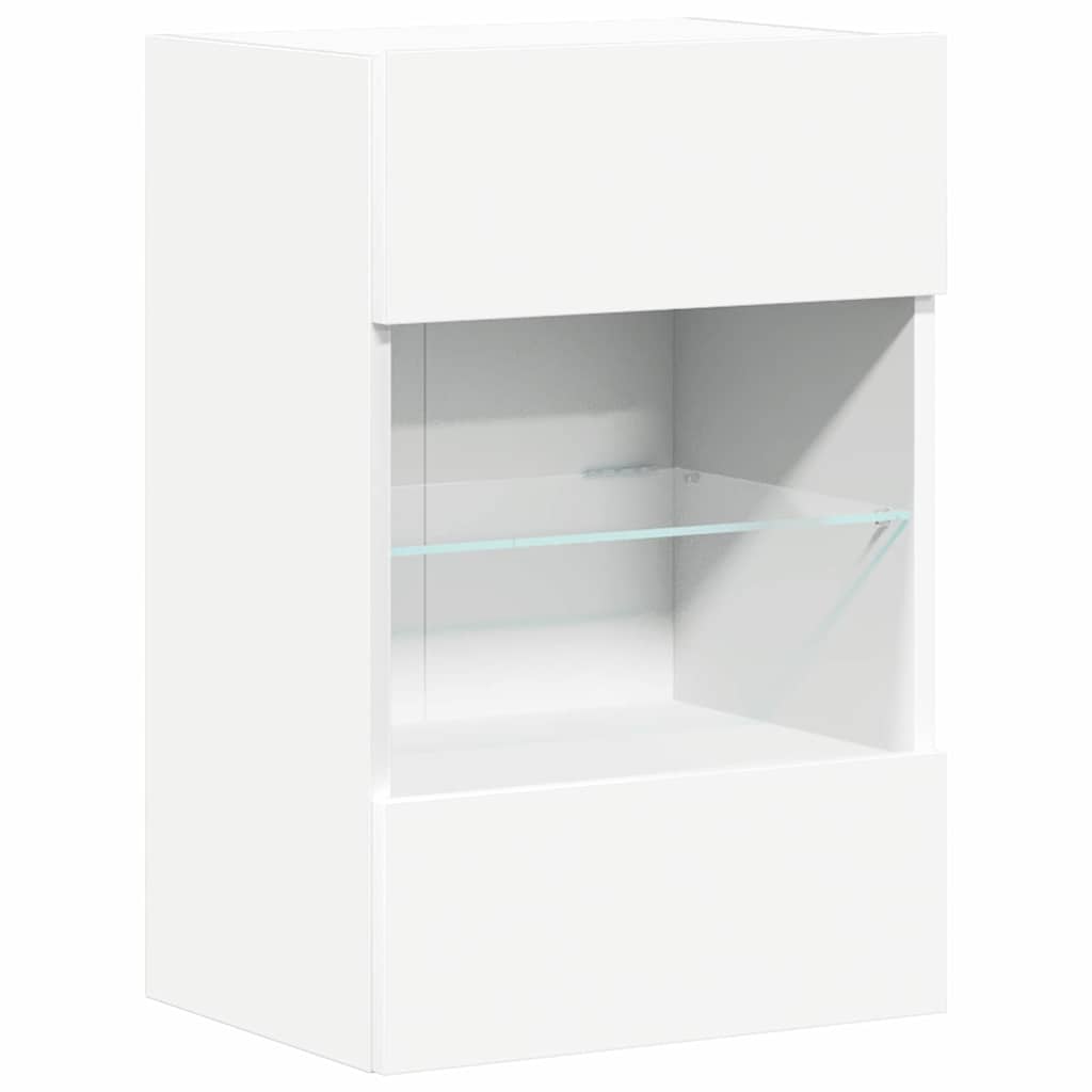 Wandschränke mit LED-Leuchten für TV 2 Stk. Weiß 40x30x60,5 cm