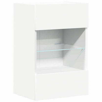 Wandschränke mit LED-Leuchten für TV 2 Stk. Weiß 40x30x60,5 cm