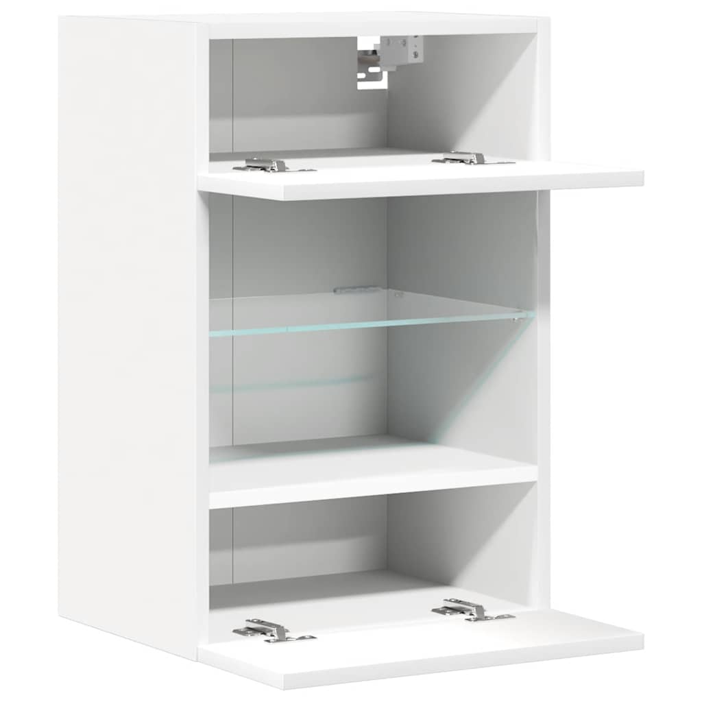 Wandschränke mit LED-Leuchten für TV 2 Stk. Weiß 40x30x60,5 cm
