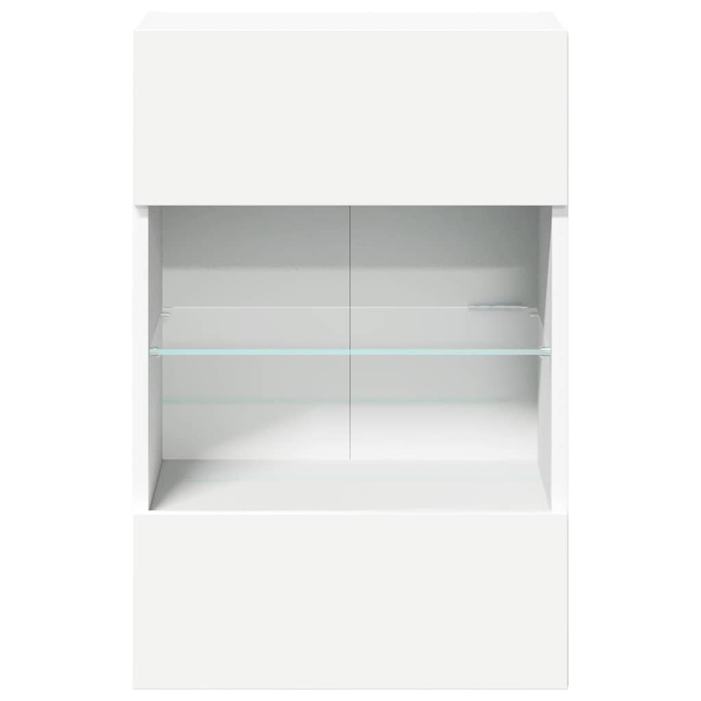 Wandschränke mit LED-Leuchten für TV 2 Stk. Weiß 40x30x60,5 cm