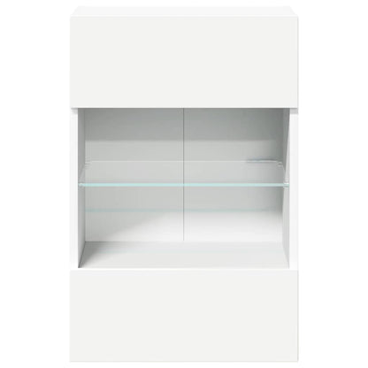 Wandschränke mit LED-Leuchten für TV 2 Stk. Weiß 40x30x60,5 cm