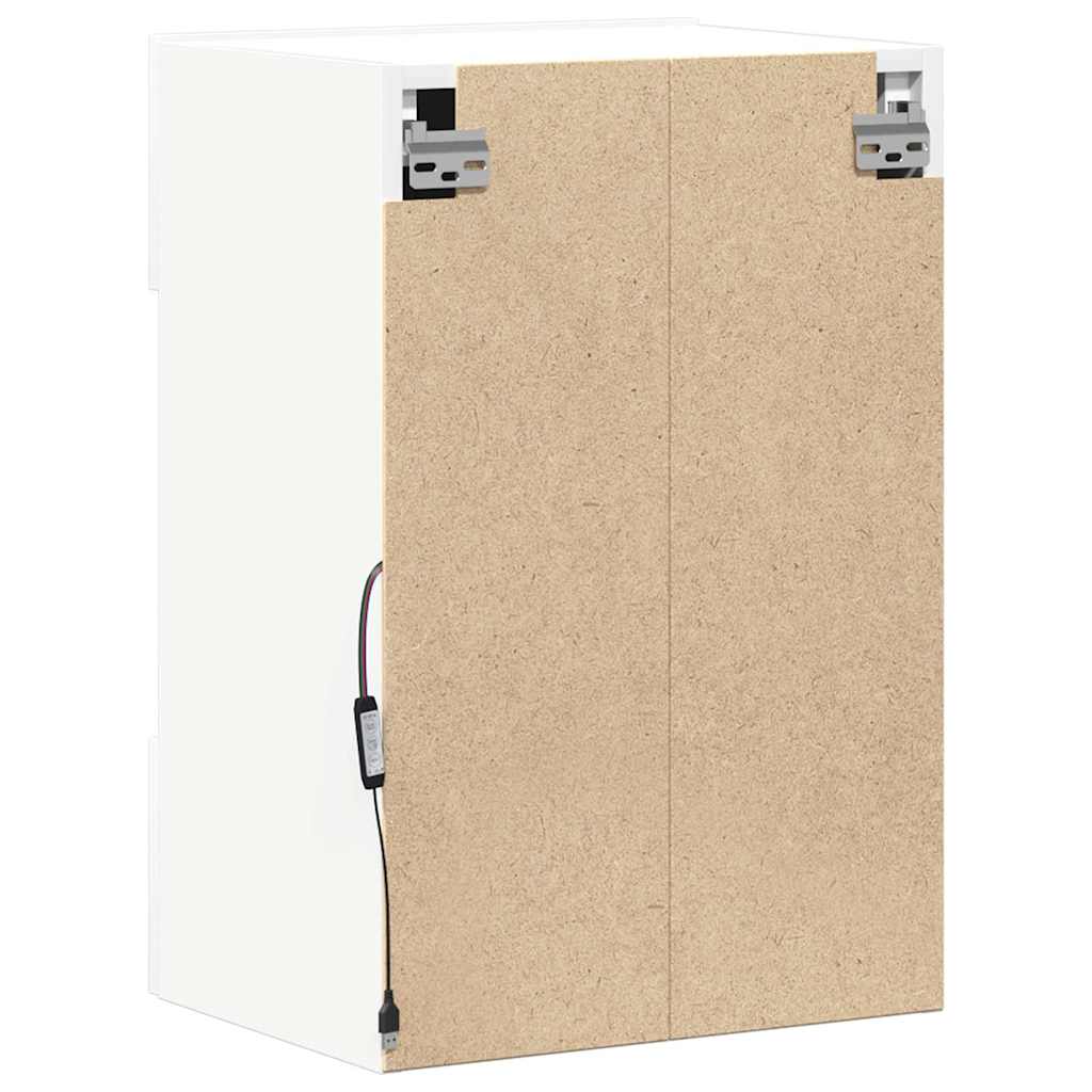 Wandschränke mit LED-Leuchten für TV 2 Stk. Weiß 40x30x60,5 cm
