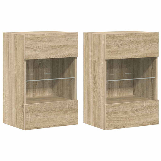 Wandschränke mit LED-Leuchten für TV 2 Stk. Sonoma-Eiche