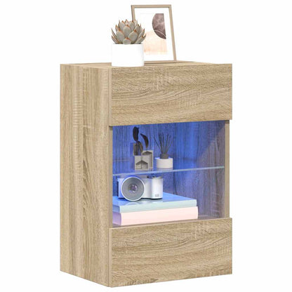 Wandschränke mit LED-Leuchten für TV 2 Stk. Sonoma-Eiche