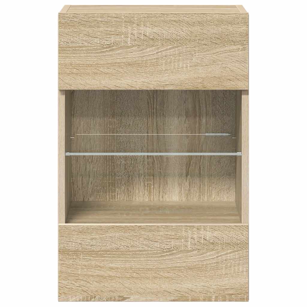 Wandschränke mit LED-Leuchten für TV 2 Stk. Sonoma-Eiche