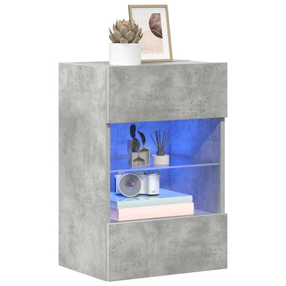 Wandschränke mit LED-Leuchten für TV 2 Stk. Betongrau 40x30x60,5 cm