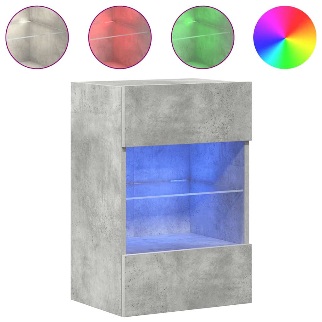 Wandschränke mit LED-Leuchten für TV 2 Stk. Betongrau 40x30x60,5 cm