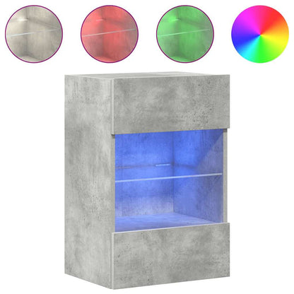 Wandschränke mit LED-Leuchten für TV 2 Stk. Betongrau 40x30x60,5 cm
