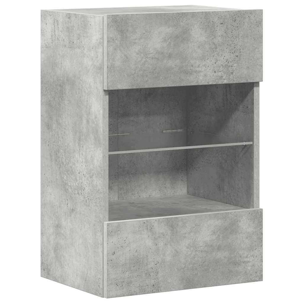 Wandschränke mit LED-Leuchten für TV 2 Stk. Betongrau 40x30x60,5 cm