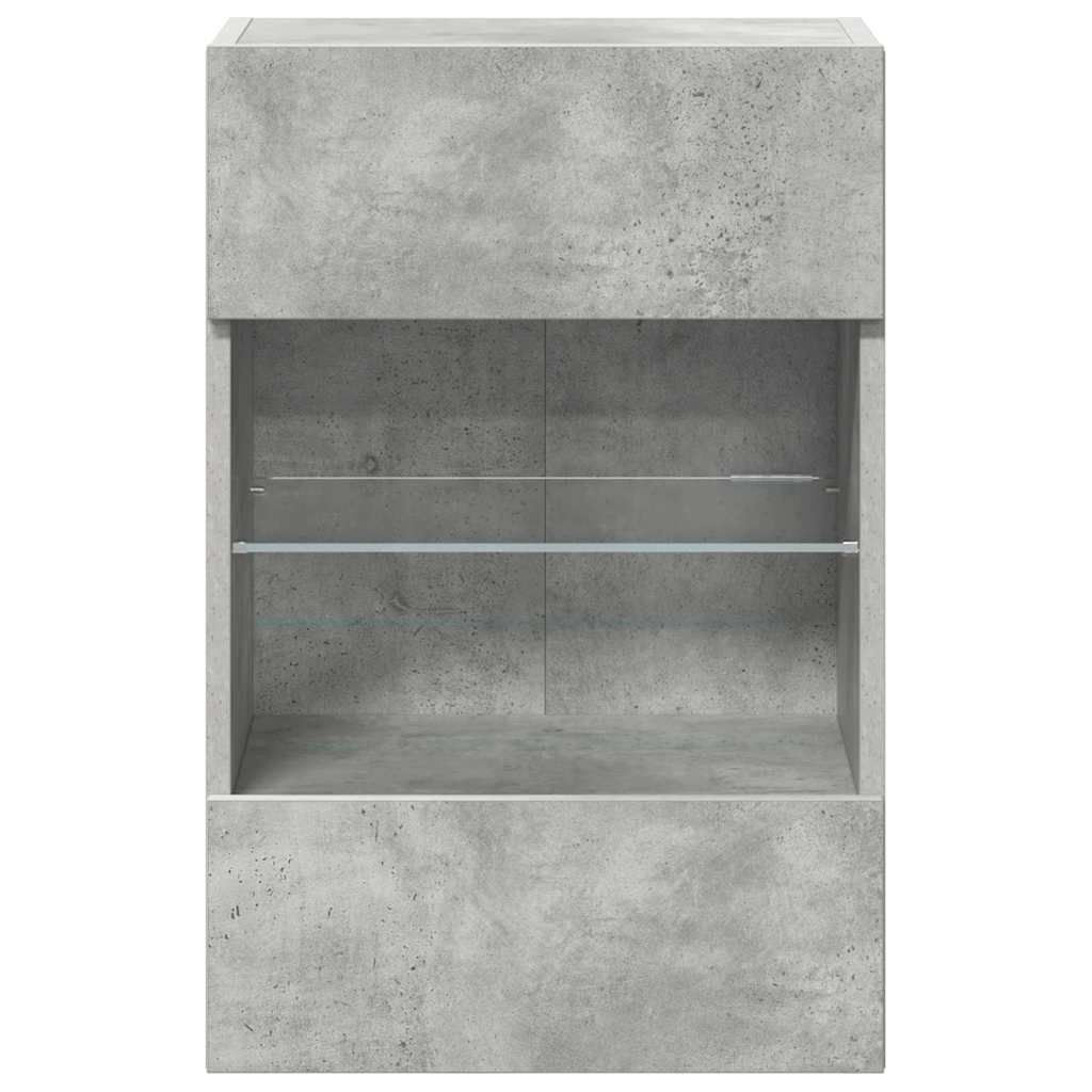 Wandschränke mit LED-Leuchten für TV 2 Stk. Betongrau 40x30x60,5 cm