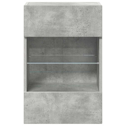 Wandschränke mit LED-Leuchten für TV 2 Stk. Betongrau 40x30x60,5 cm