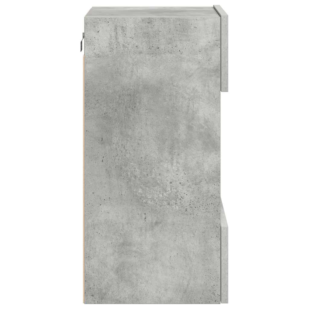 Wandschränke mit LED-Leuchten für TV 2 Stk. Betongrau 40x30x60,5 cm