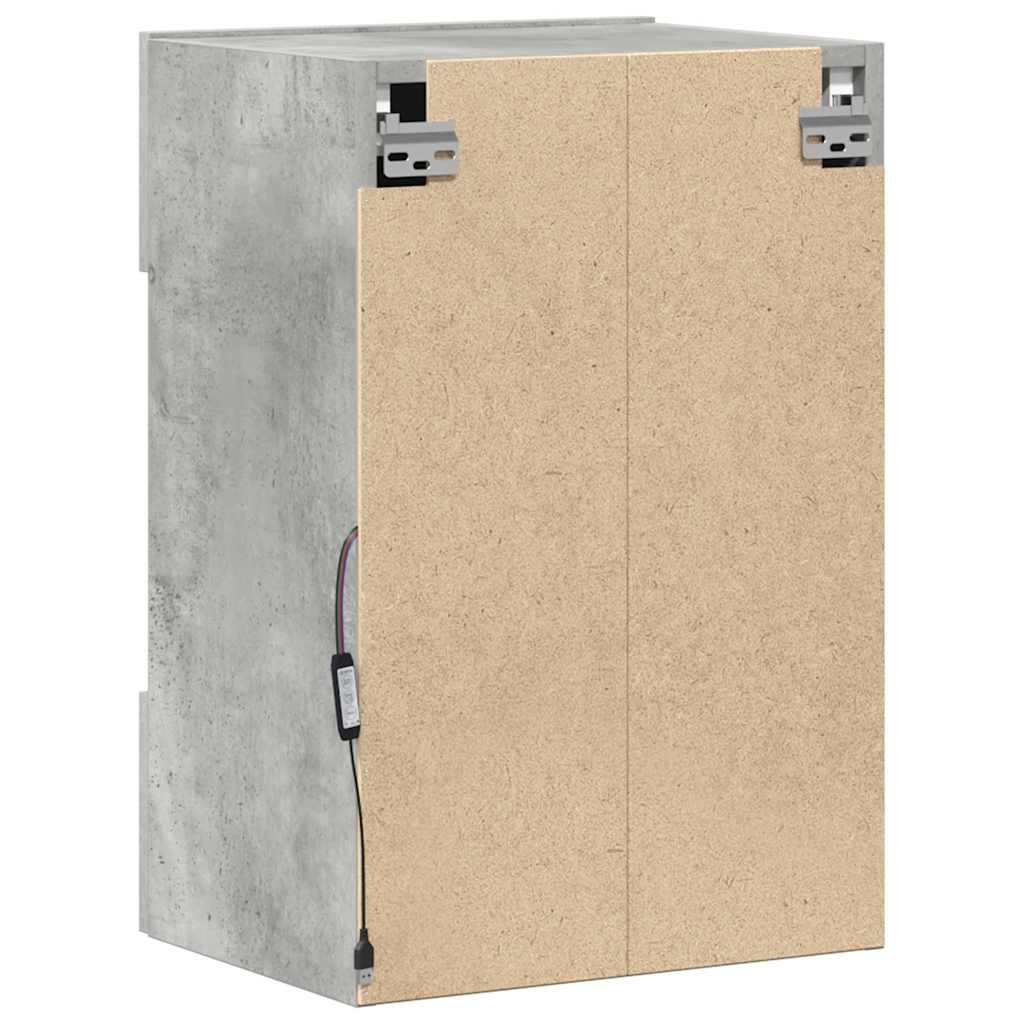 Wandschränke mit LED-Leuchten für TV 2 Stk. Betongrau 40x30x60,5 cm