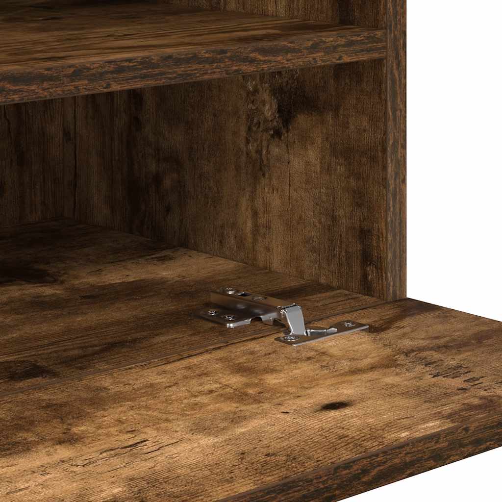 Wandschränke mit LED-Leuchten für TV 2 Stk. Räuchereiche