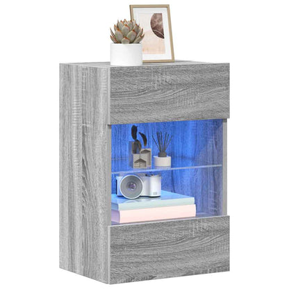 Wandschränke mit LED-Leuchten für TV 2 Stk. Grau Sonoma