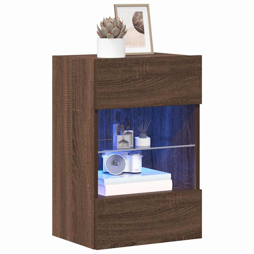 Wandschränke mit LED-Leuchten für TV 2 Stk. Braun Eichen-Optik