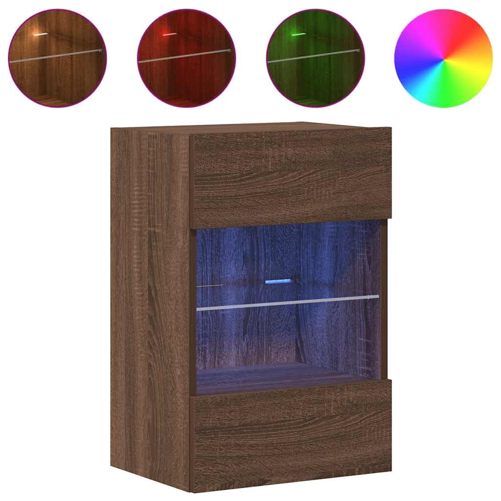 Wandschränke mit LED-Leuchten für TV 2 Stk. Braun Eichen-Optik