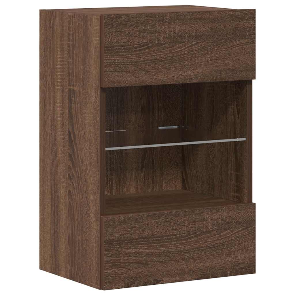 Wandschränke mit LED-Leuchten für TV 2 Stk. Braun Eichen-Optik