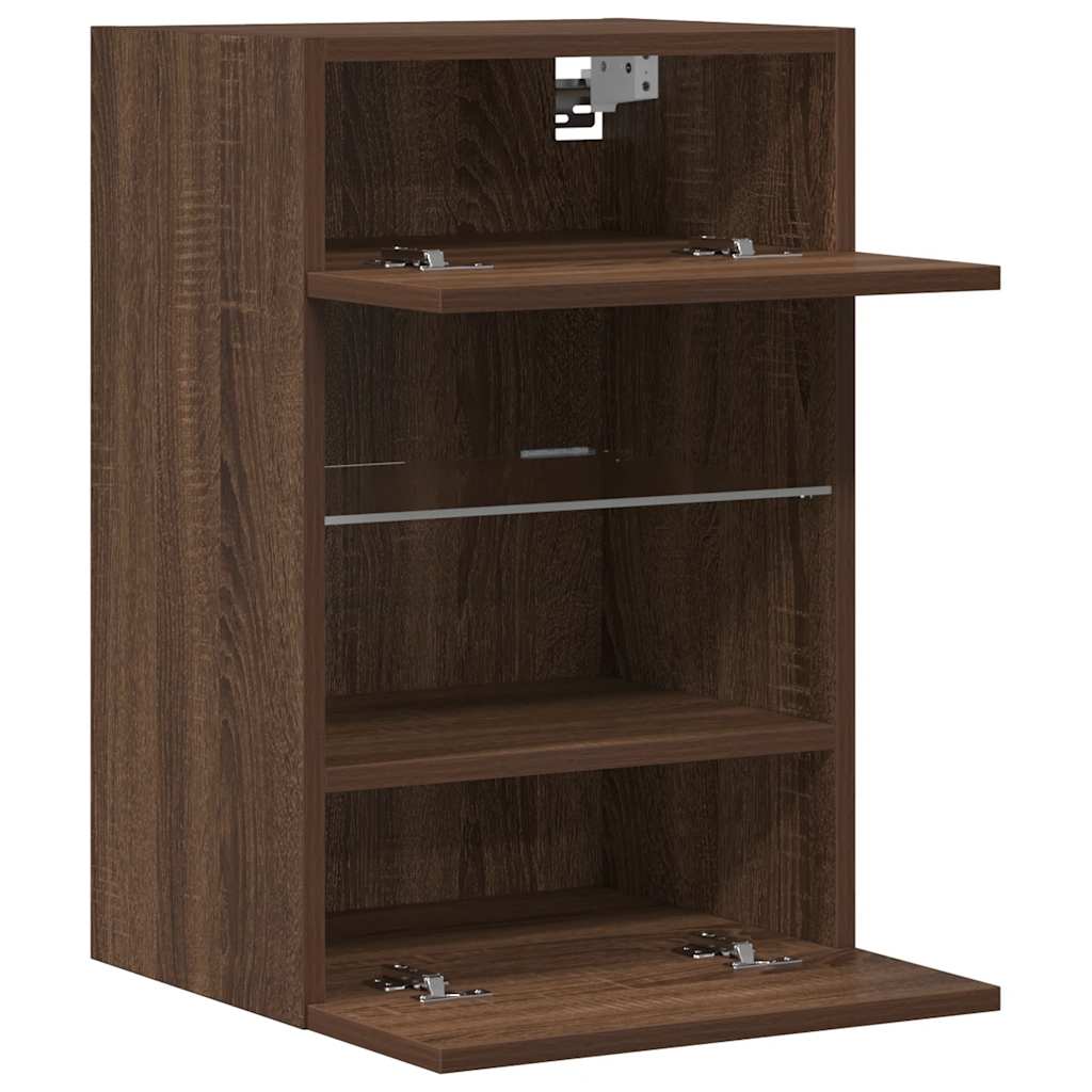 Wandschränke mit LED-Leuchten für TV 2 Stk. Braun Eichen-Optik