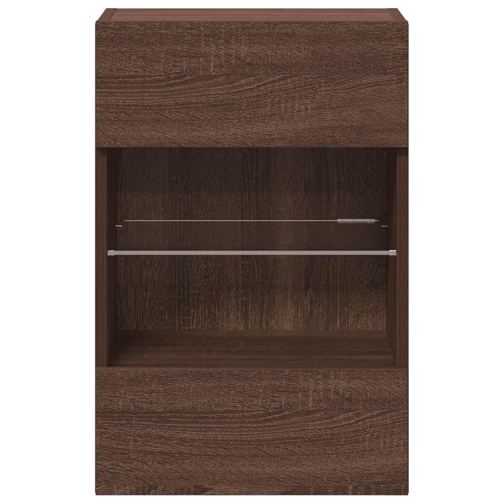 Wandschränke mit LED-Leuchten für TV 2 Stk. Braun Eichen-Optik