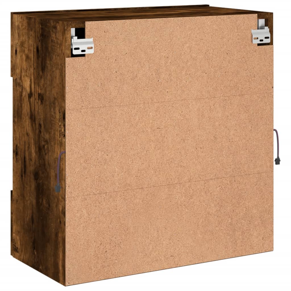 TV vægskab med LED lys røget eg 58,5x30x60,5 cm