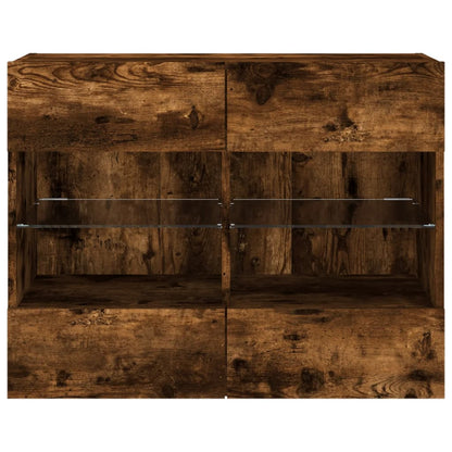 TV vægskab med LED lys røget eg 78,5x30x60,5 cm