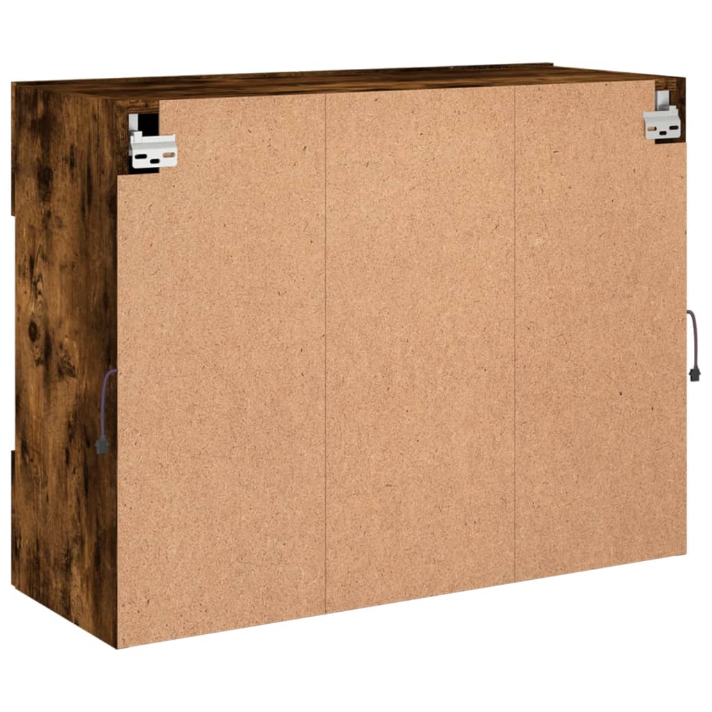 TV vægskab med LED lys røget eg 78,5x30x60,5 cm