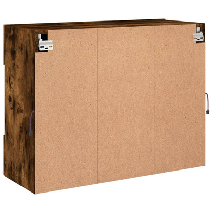 TV vægskab med LED lys røget eg 78,5x30x60,5 cm