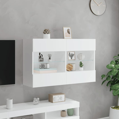 TV-Wandschrank mit LED-Leuchten Weiß 98,5x30x60,5 cm
