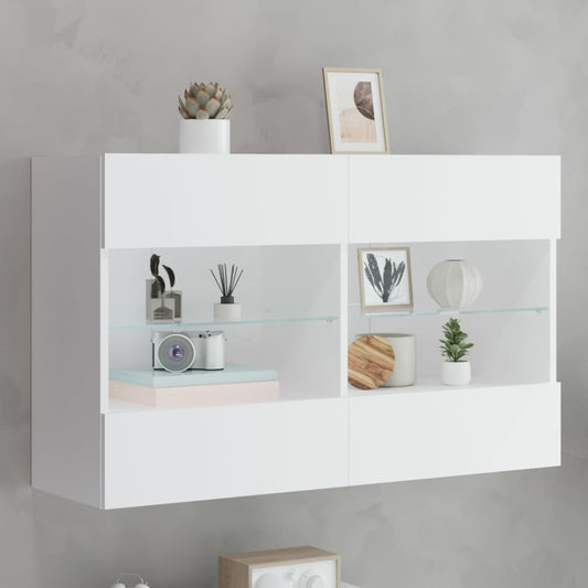 TV-Wandschrank mit LED-Leuchten Weiß 98,5x30x60,5 cm