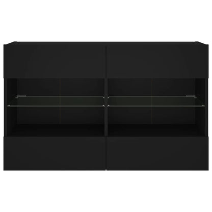 TV-Wandschrank mit LED-Leuchten Schwarz 98,5x30x60,5 cm