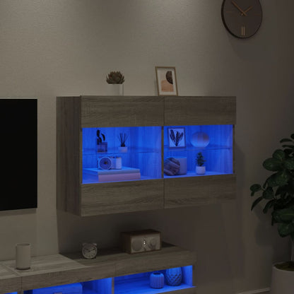 TV-Wandschrank mit LED-Leuchten Grau Sonoma 98,5x30x60,5 cm