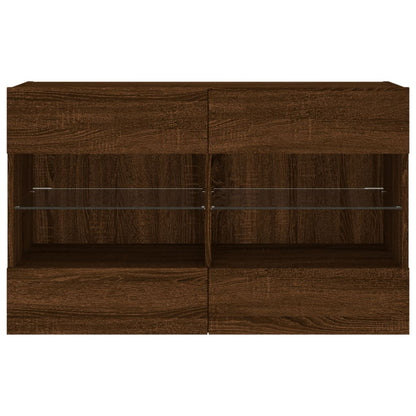 TV-Wandschrank mit LED-Leuchten Braun Eichen-Optik