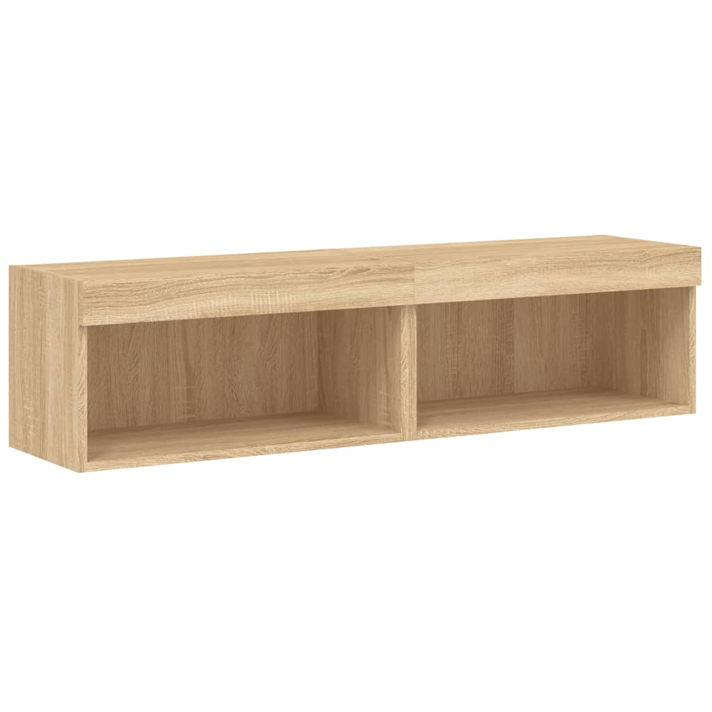 TV-skabe med LED lys 2 stk Sonoma eg 60x30x30 cm