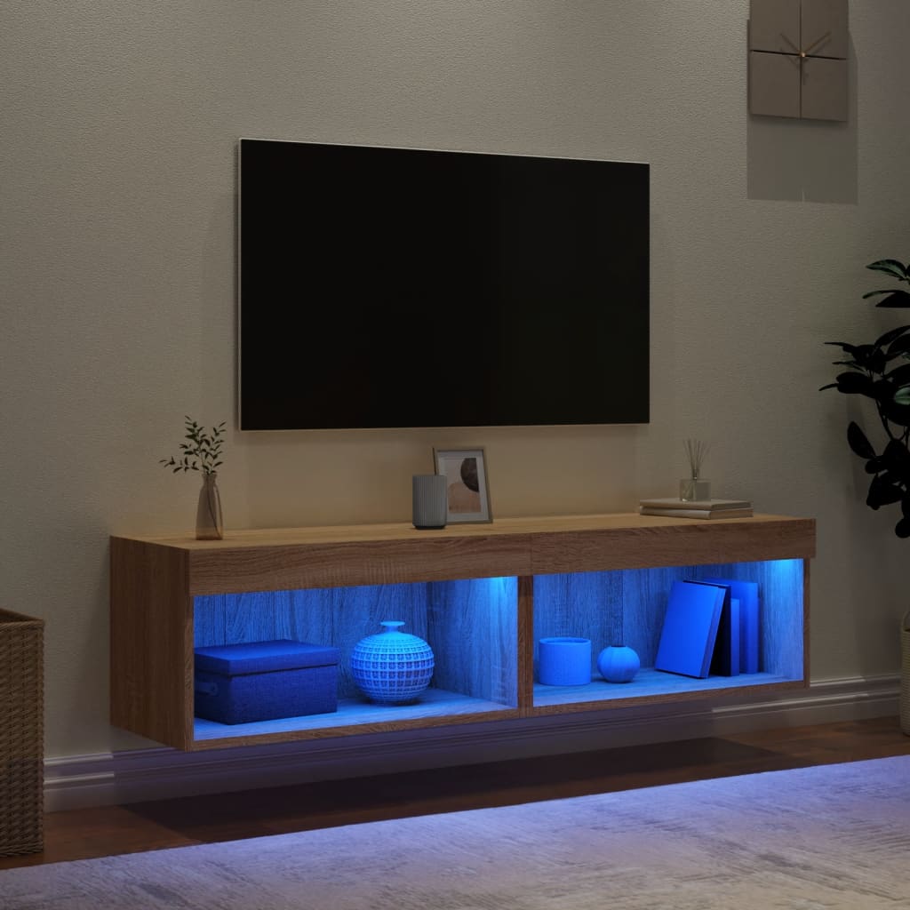 TV-skabe med LED lys 2 stk Sonoma eg 60x30x30 cm
