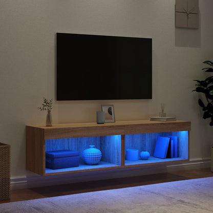 TV-skabe med LED lys 2 stk Sonoma eg 60x30x30 cm