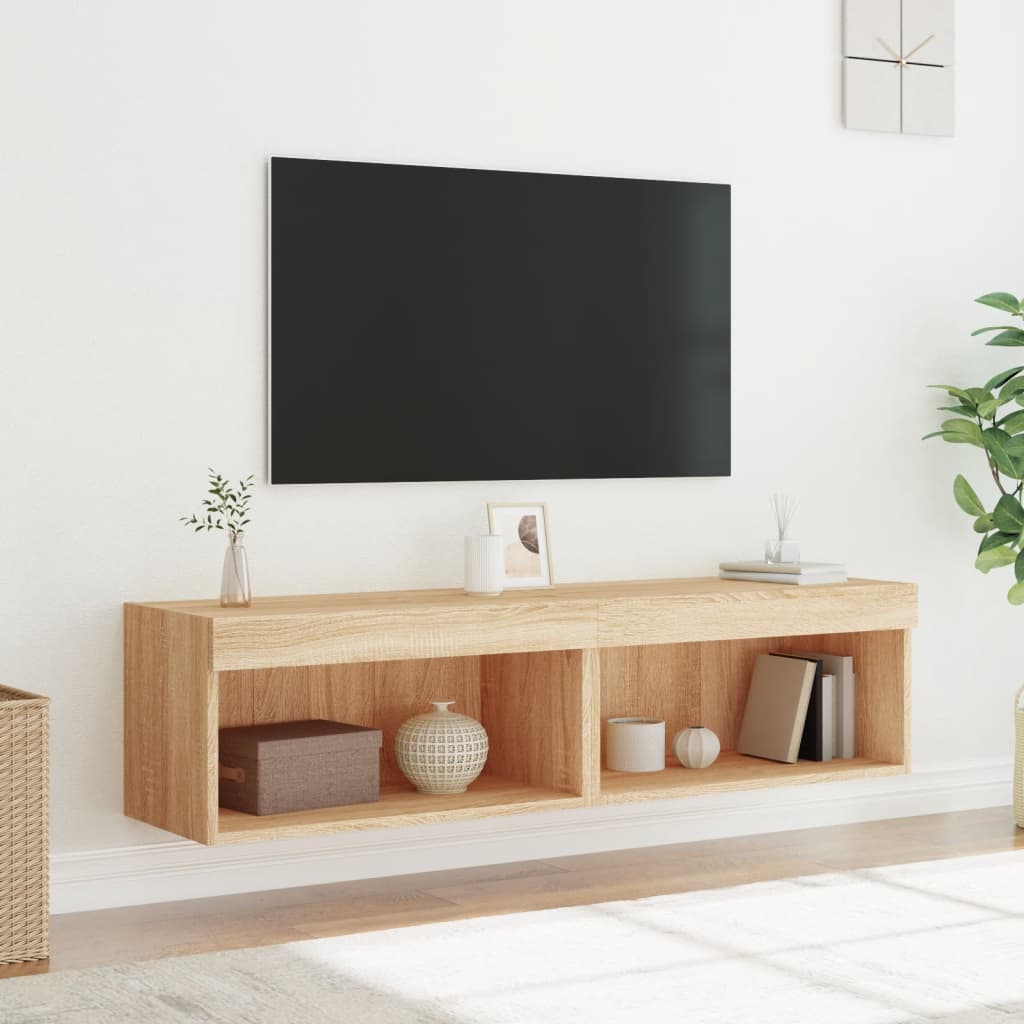 TV-skabe med LED lys 2 stk Sonoma eg 60x30x30 cm