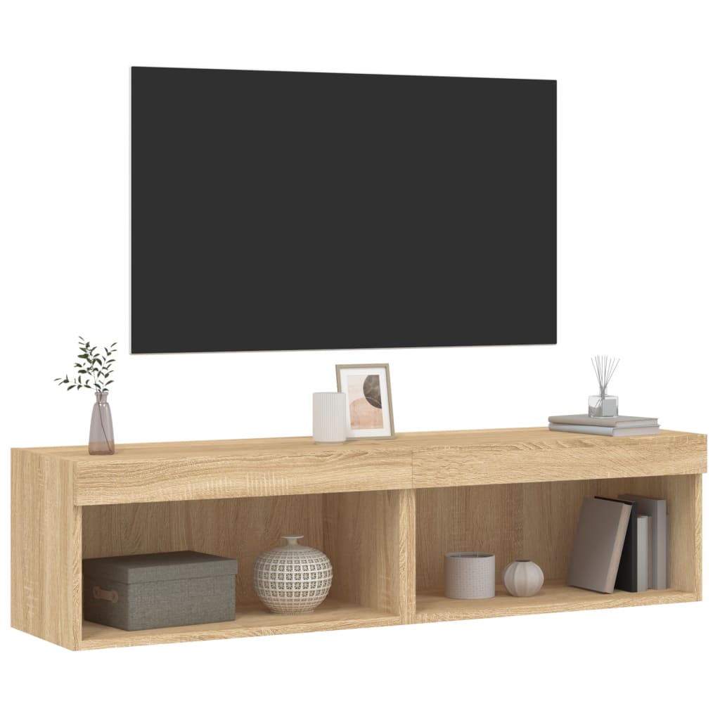 TV-skabe med LED lys 2 stk Sonoma eg 60x30x30 cm