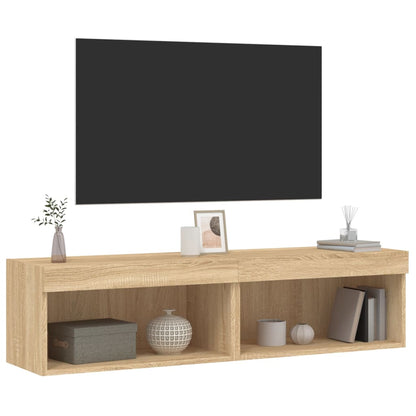 TV-skabe med LED lys 2 stk Sonoma eg 60x30x30 cm