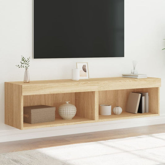 TV-skabe med LED lys 2 stk Sonoma eg 60x30x30 cm