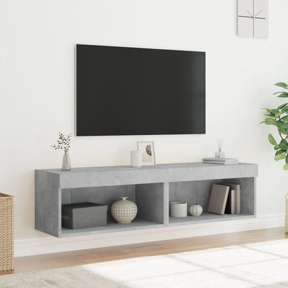 TV-Schränke mit LED-Leuchten 2 Stk. Betongrau 60x30x30 cm