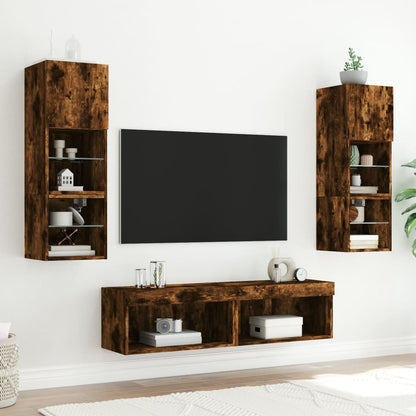 TV-Schrank mit LED-Leuchten Räuchereiche 60x30x30 cm