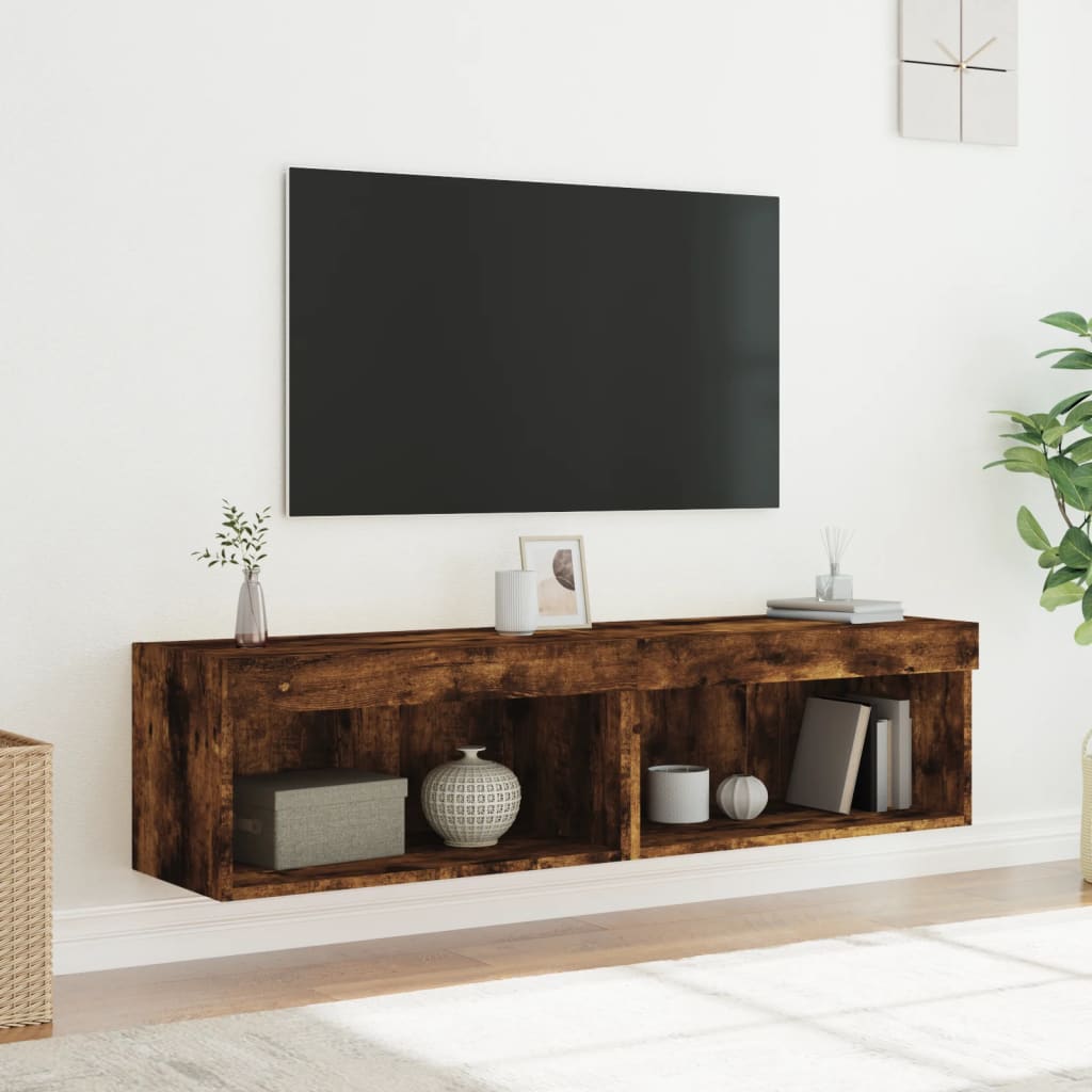 TV-Schränke mit LED-Leuchten 2 Stk. Räuchereiche 60x30x30 cm