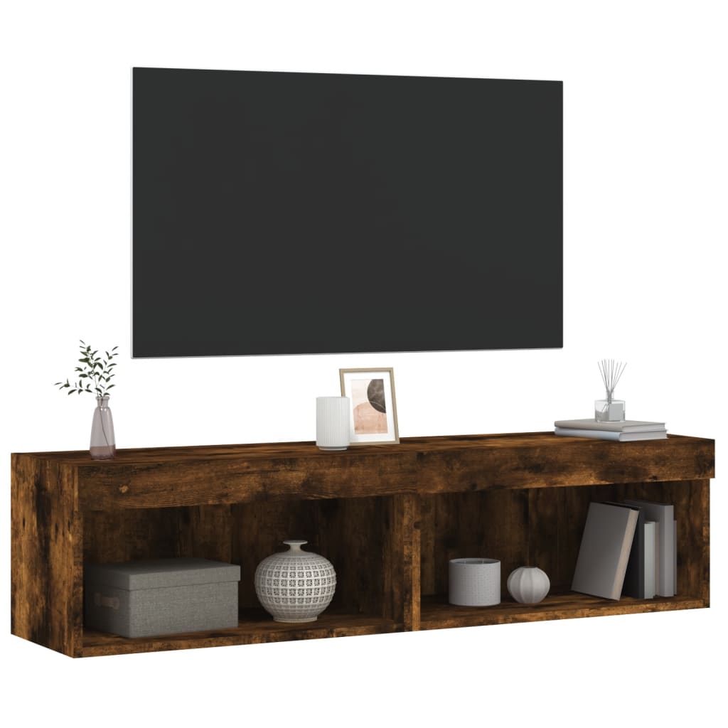 TV-Schränke mit LED-Leuchten 2 Stk. Räuchereiche 60x30x30 cm