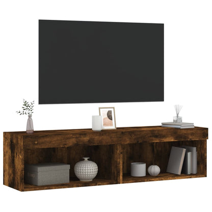 TV-Schränke mit LED-Leuchten 2 Stk. Räuchereiche 60x30x30 cm