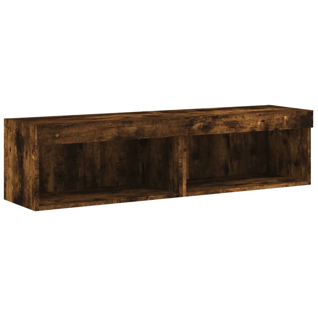 TV-Schränke mit LED-Leuchten 2 Stk. Räuchereiche 60x30x30 cm
