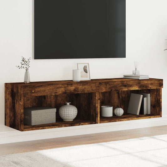 TV-Schränke mit LED-Leuchten 2 Stk. Räuchereiche 60x30x30 cm