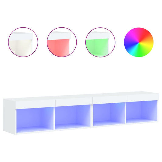 TV-skabe med LED lys 2 stk Hvid 80x30x30 cm