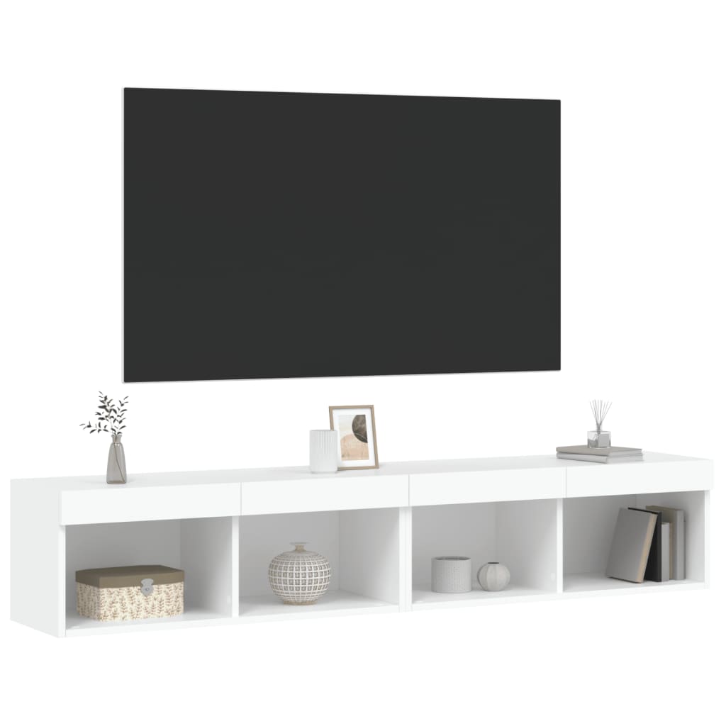 TV-skabe med LED lys 2 stk Hvid 80x30x30 cm
