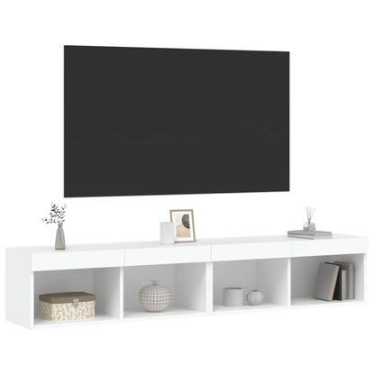 TV-skabe med LED lys 2 stk Hvid 80x30x30 cm